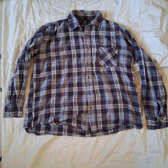 Thunder Men's xl Blue & Black Long Sleeve Button Down Flannel Shirt - Picture 1 of 4